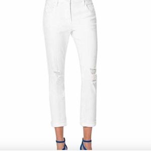Jessica Simpson Monroe Slim Distressed White Jeans